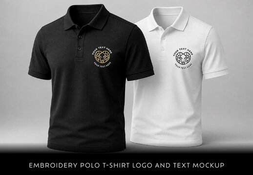 Embroidery Polo T-Shirt Logo And Text Mockup