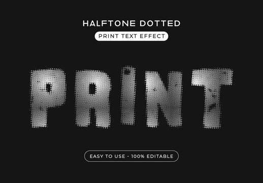 Halftone Dotted Print Text Effect