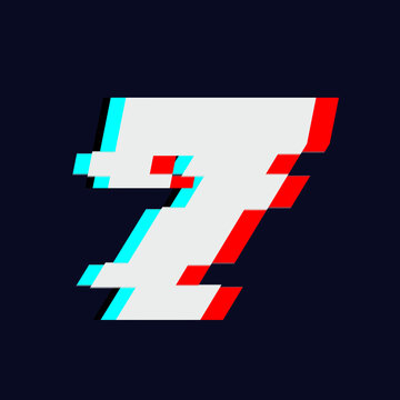 Number 7 in glitch font illustration