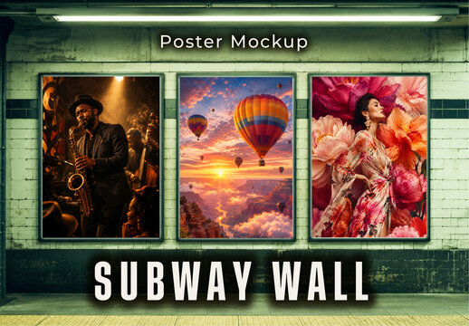 Subway Wall Poster Mockup