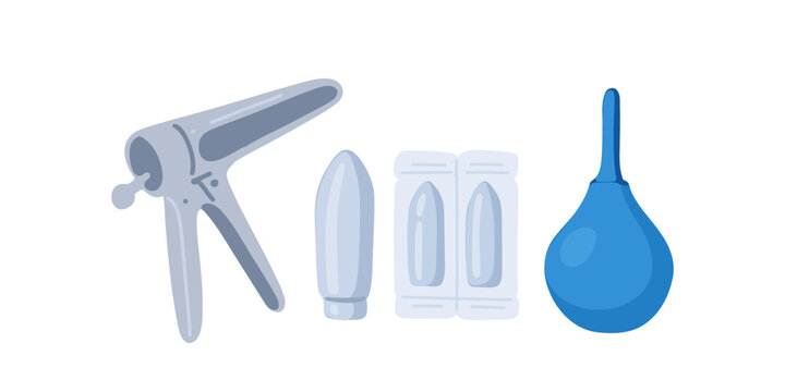 gynecology examination instruments set vector illustration