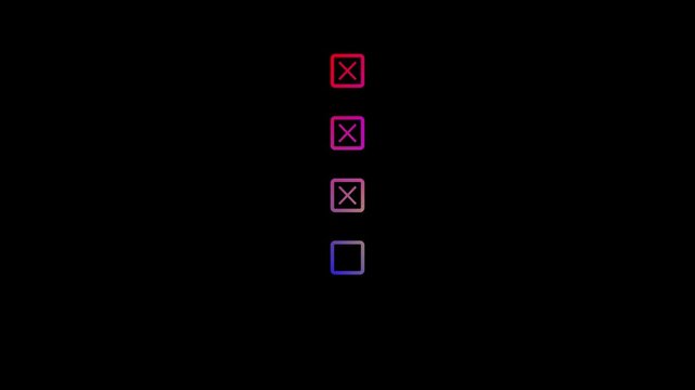 Vertical row of colorful checkmark and cross marks icons checkbox