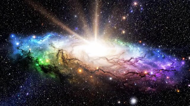 Vibrant supernova explosion illuminating a distant nebula