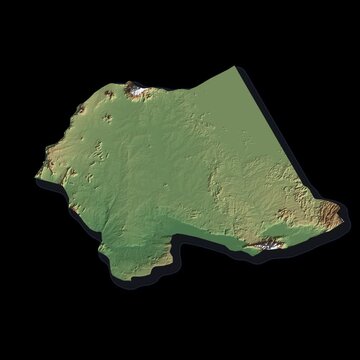Uganda Rotating 3D Relief Map Seamless Loop, Alpha Channel 4K