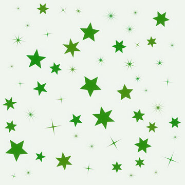 Green star shapes pattern scattered on a simple light background illustration