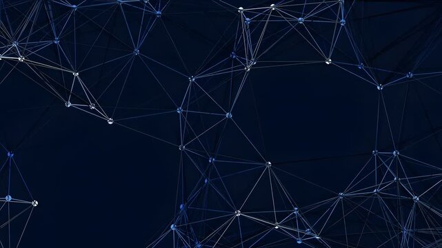 Abstract network connection background with moving dots and lines
