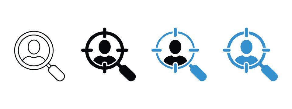 Target audience icons for customer segmentation, marketing strategy, business analytics and user profile vector illustration