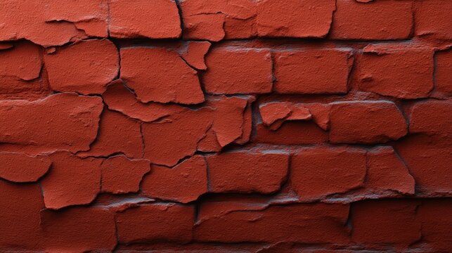 Textured backdrop of an aged brick wall featuring vibrant red paint flaking and cracking