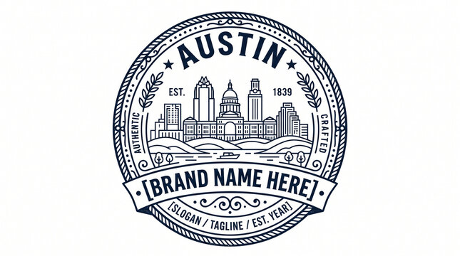 Austin Texas Skyline Badge Logo Vector