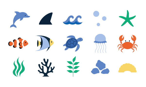 Tropical Marine Animal Set.