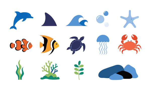 Underwater Sea Animal Collection.