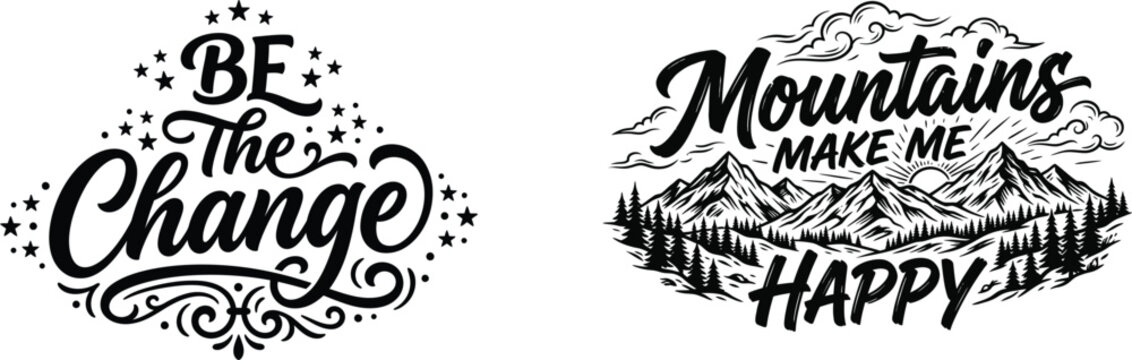 Mountain landscape inspirational quote design elements for adventure