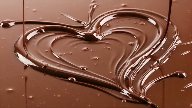 Chocolate heart shape on brown surface