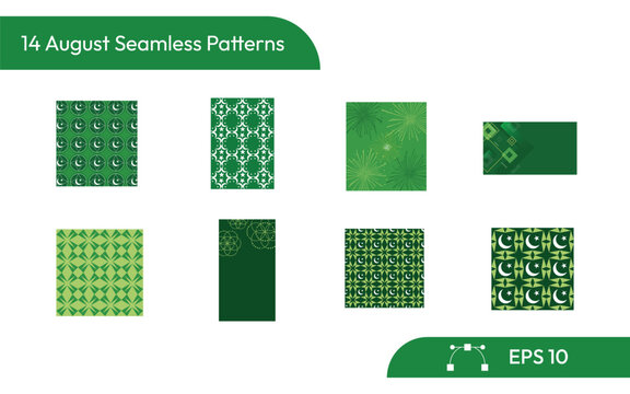 Pakistan Independence Day 14 August Seamless Patterns and Background