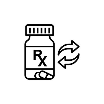 Medicine Bottle with 'Rx' and Circular Arrows - Expired or Unwanted Drug Disposal