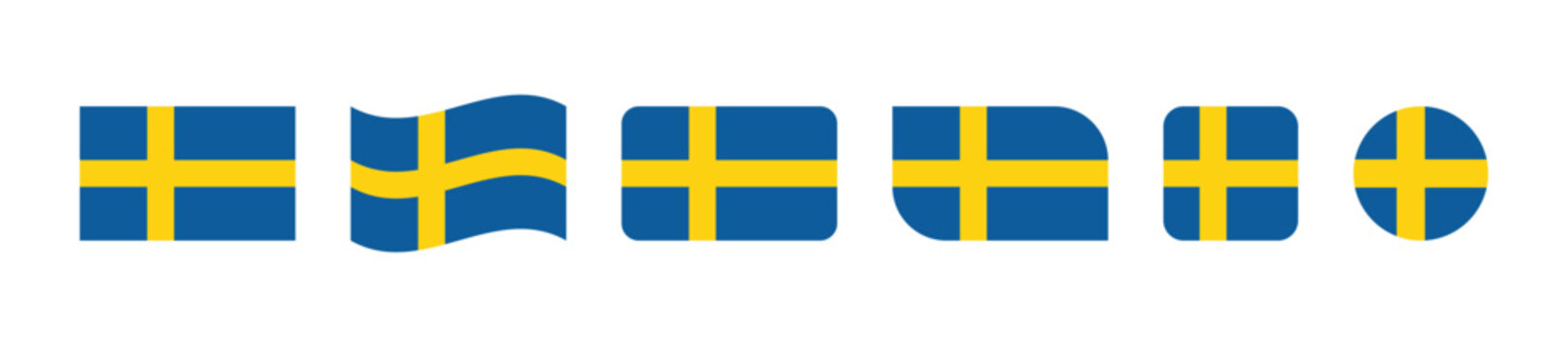 Set of sweden flag icons in different shapes