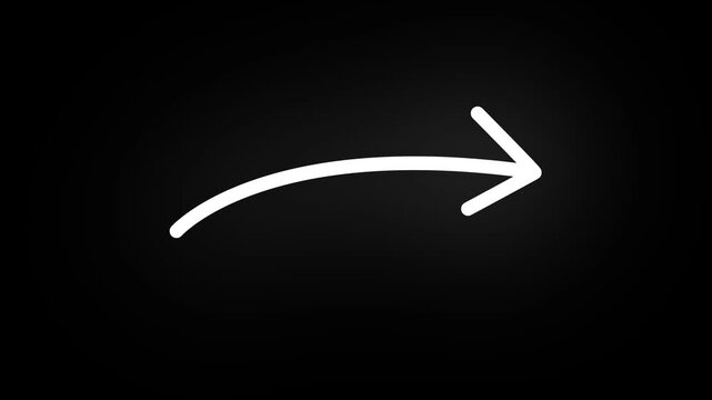 Animation of an arrow moving icon to the right on a black background. 4k video