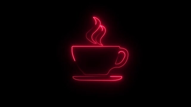 Coffee Cup Icon Animation on Black Background