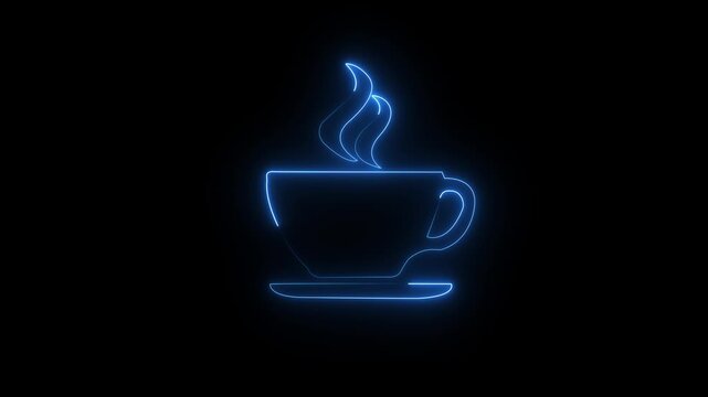 Coffee Cup Icon Animation on Black Background
