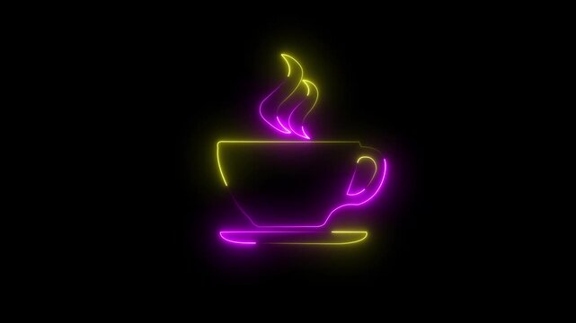 Coffee Cup Icon Animation on Black Background