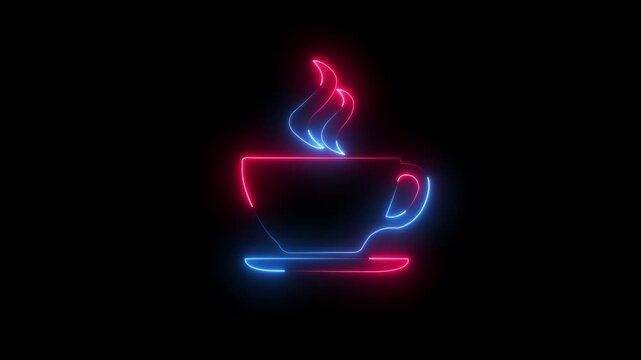 Coffee Cup Icon Animation on Black Background