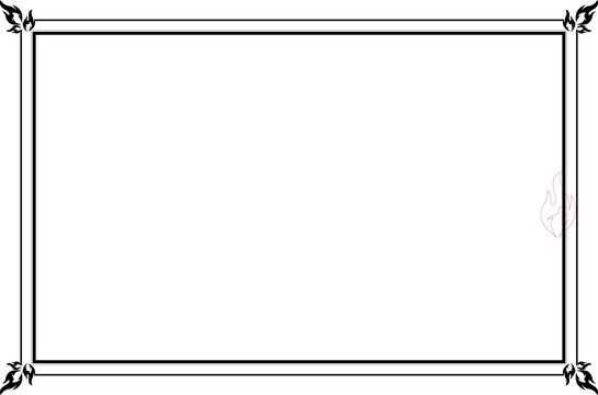 Black Flame Corner Border Frame Template. Design print for greeting cards, wedding invitations, restaurant menu, royal certificates. Set 21