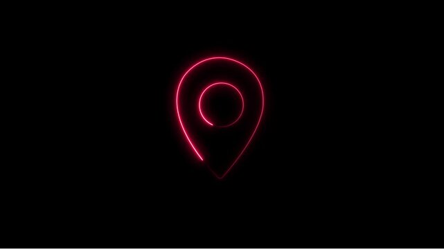 Location Pin Icon Animation on Black Background