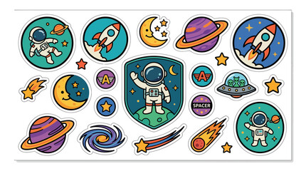 Space Exploration Stickers: Astronauts, Planets, Rockets, and UFOs © bagio