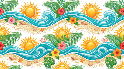 Colorful abstract waves and floral pattern design © SanjidaSultana