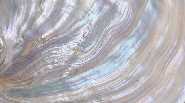 Iridescent abalone shell texture. Macro view of natural mother of pearl surface.