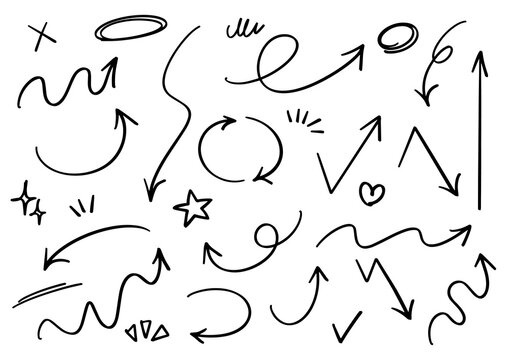 手書きの矢印と漫符のあしらいセット