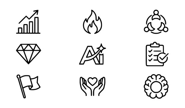 Organizational Core Values Editable Stroke Vector Icons