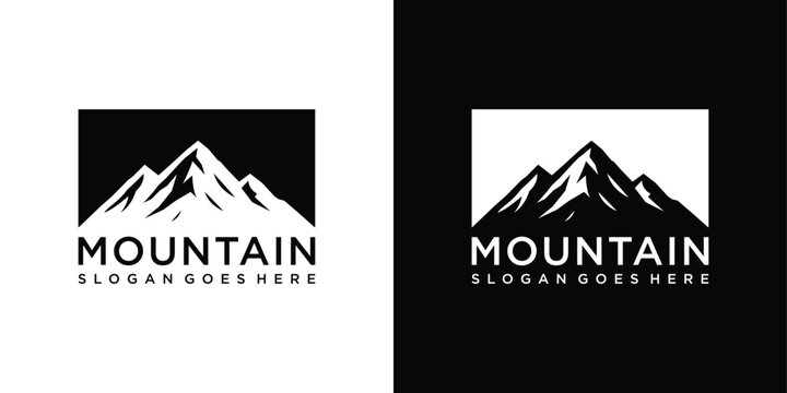 Vintage mountain vector logo design and illustration