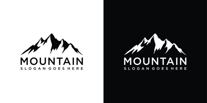 Vintage mountain vector logo design and illustration