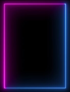 Animation of glowing neon rectangles abstract background. Seamless loop animated rectangle picture frame. live streaming neon text frame animation. Abstract glowing neon light rectangle animation.
