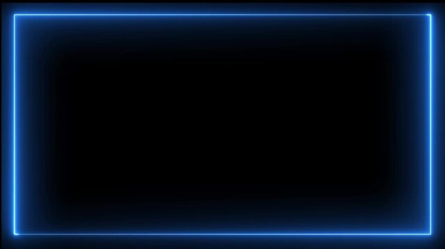 Abstract glowing neon rectangle border frame black background. neon border glowing frame isolated on  neon frame rectangle, moving neon lights overlay, square neon line 4k video