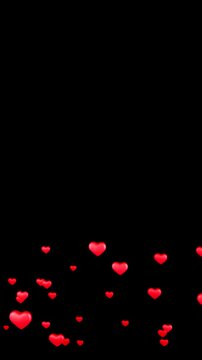 Vertical Pastel Heart Confetti Explosion on Black Background