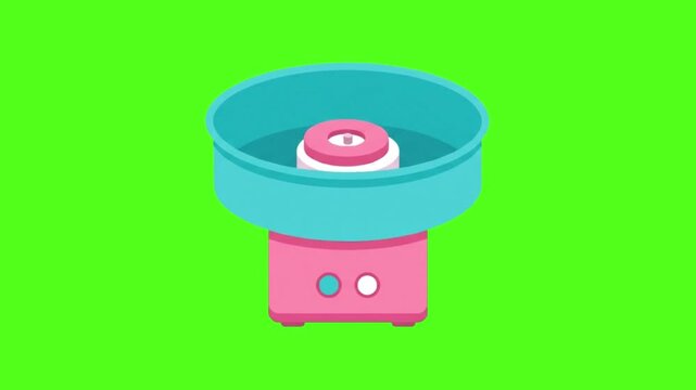 Cotton Candy Machine Spinning Animation on Green Screen
