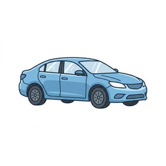 Naklejka premium Blue Sedan Car Illustration with Four Doors.