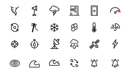 Fototapeta premium Collection of Minimalist Weather and Science Icons with Transparent Background for Various Uses