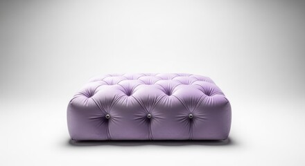 Obraz premium Luxurious Tufted Rectangular Ottoman in Soft Lavender Velvet.