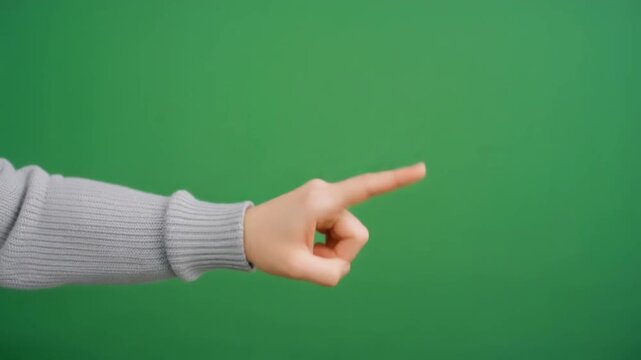 Clean human hand executing a double tap gesture against a green screen for social media engagement, mobile app interactions, and digital marketing motion graphics overlays.