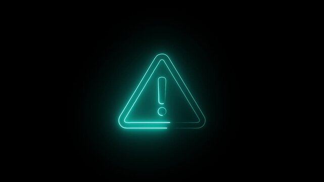 Glowing neon Warning Speech Icons .Exclamation mark.