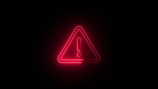 Glowing neon Warning Speech Icons .Neon red color notification bell icon animation. neon notification bell icon animated . doorbell, event, gold, graphic, icon, illustration, information.