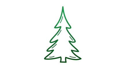 Fototapeta premium Green Christmas tree simple line drawing