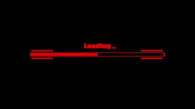 Glowing Neon Loading Progress Bar Animation with Text on Black Background &ndash;Digital Loading Bar and Status Animation Futuristic UI Loader 4K