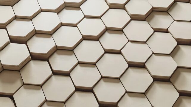 Abstract background of wooden hexagonal tiles with depth