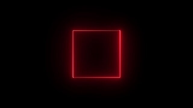 Red color neon box on black background 4k video