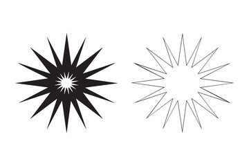 Obraz premium Abstract Eight Point Compass Star Vector Icon Collection Isolated on White