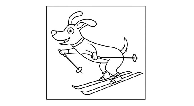 funny dog skiing cartoon